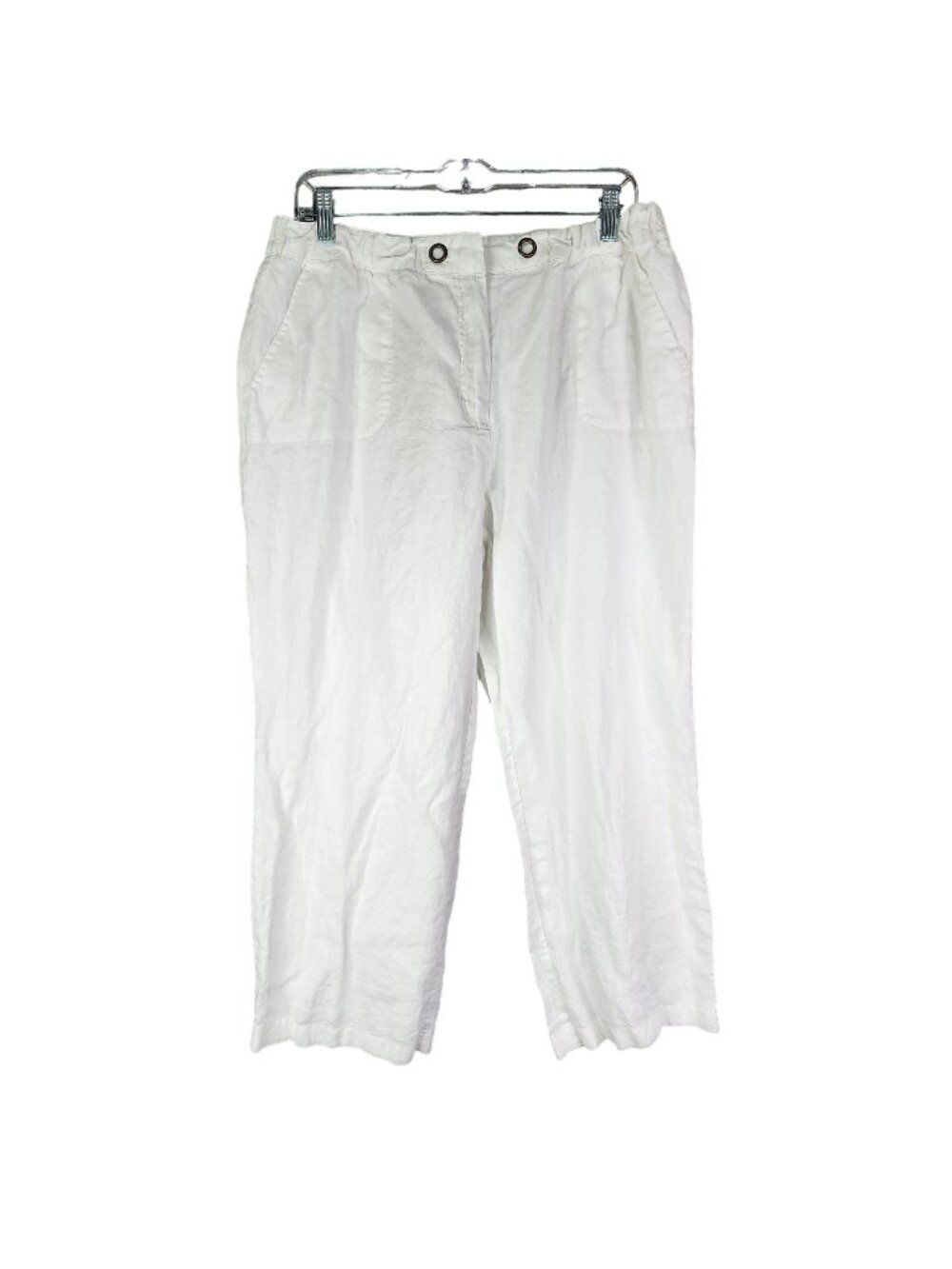 Womens Charter Club White Cropped Pants Classic Fit Cotton Blend Size 14